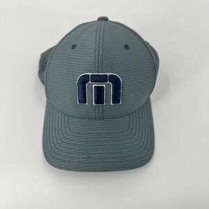 Travis Mathew Flexfit Mens Golf Baseball Cap Hat Gray Blue  S-M Logo
